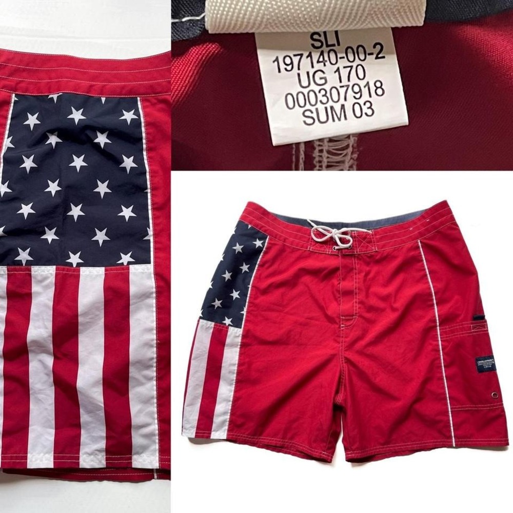 Y2K Old Navy Swim Trunks 2003 4th of July American‎ Flag USA Board Short XL